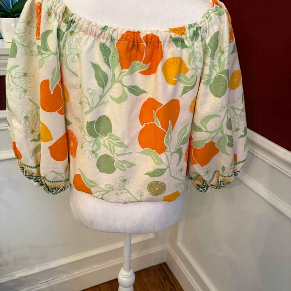 Rachel Zoe Orange and Green Floral Blouse